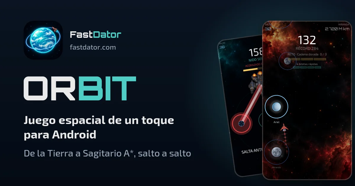 Orbit — Juego espacial de un toque para Android. De la Tierra a Sagitario A*, salto a salto