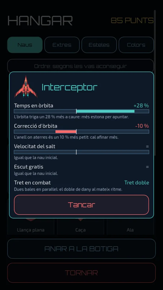 La fitxa de l’Interceptor a l’hangar: més temps en òrbita, anell més petit