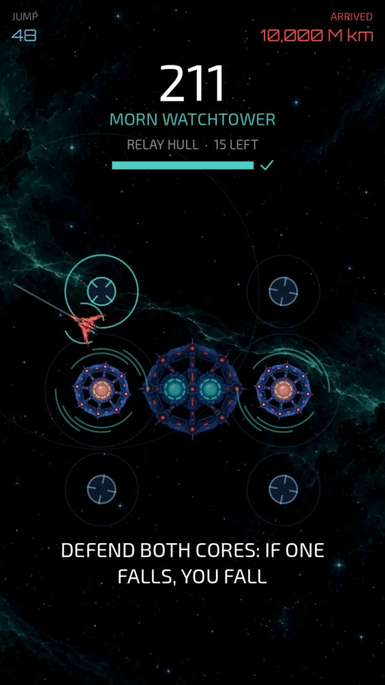 Defending the twin cores, with turrets on either side