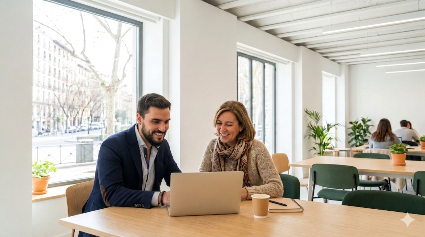 Daniel en una reunión de diagnóstico con un cliente en Madrid